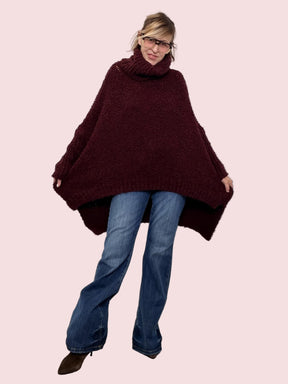 FEMALE - MAXI MAGLIA NUVOLETTA SOFT  il pullover che ti avvolge con leggerezza 9633/ VINO FEMALE 