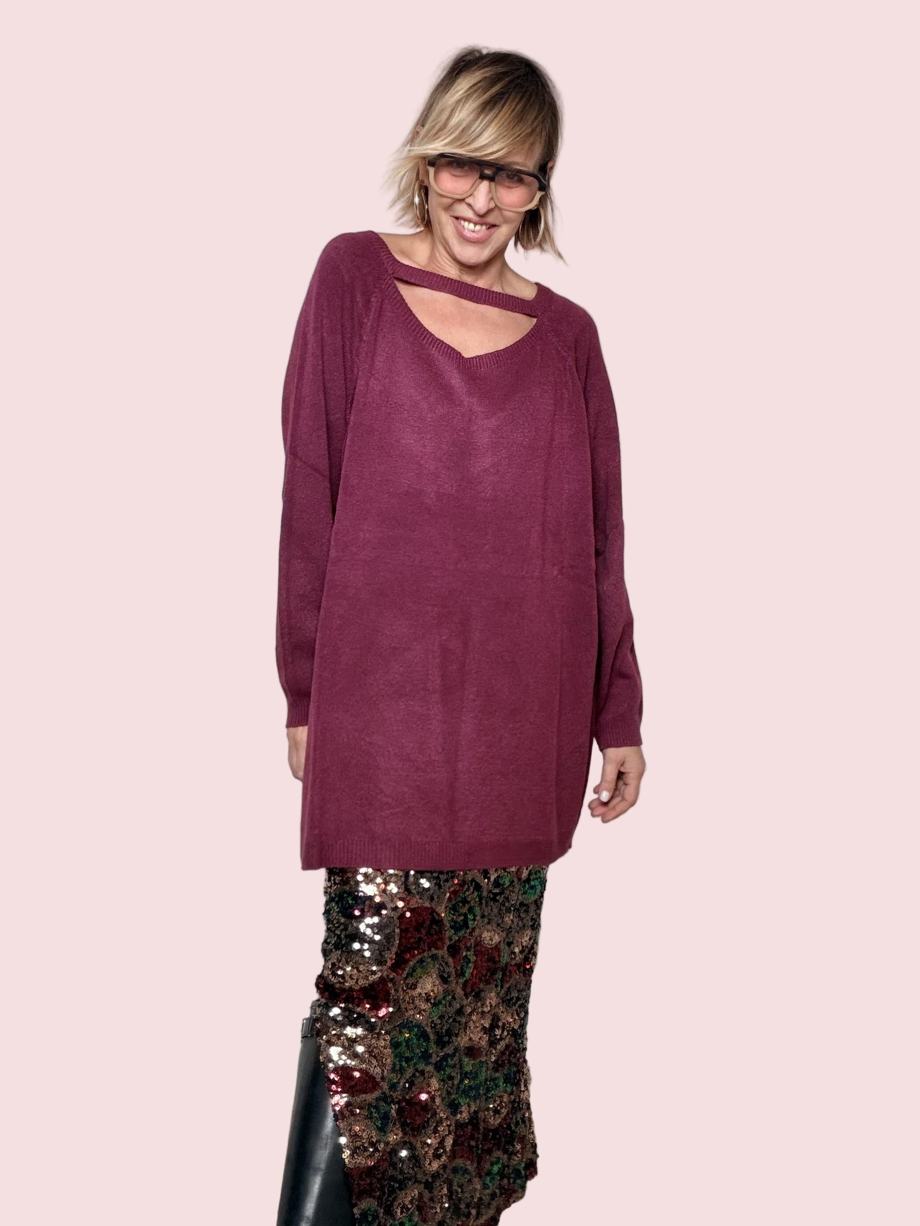 SUSY STAR -Maglia Cut-Out Glam bordeaux STM92040/ BORDEAUX SUSY STAR 