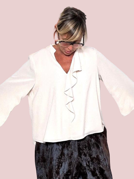 DEJA VU - Camicia con volant sul davanti A25SG101/ BURRO DEJA VU 