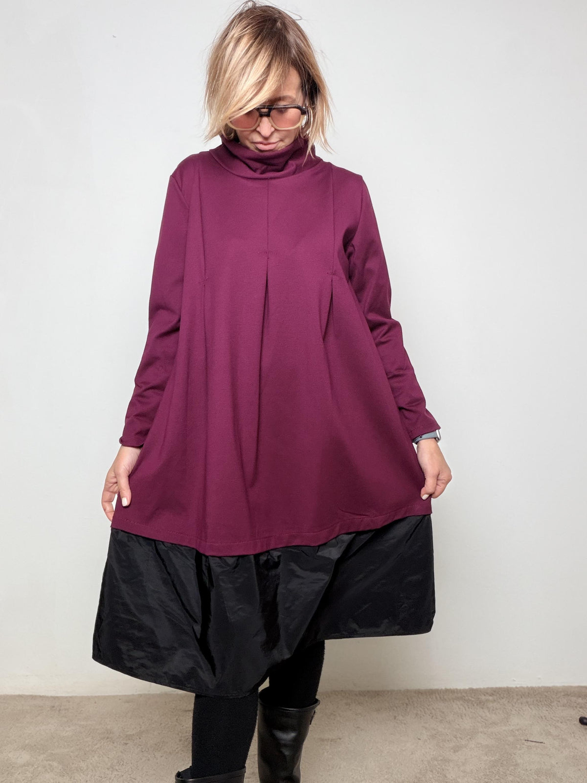 FEMALE - ABITO A DUE STRATI CON COLLO MORBIDO  VOLUME GIOCOSO, STILE ORIGINALISSIMO 39262LMB/ VINO FEMALE 