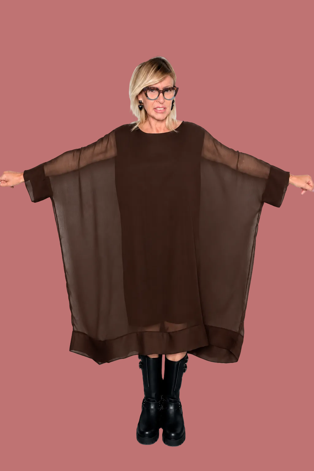 Vestito Oversize in Chiffon Nero