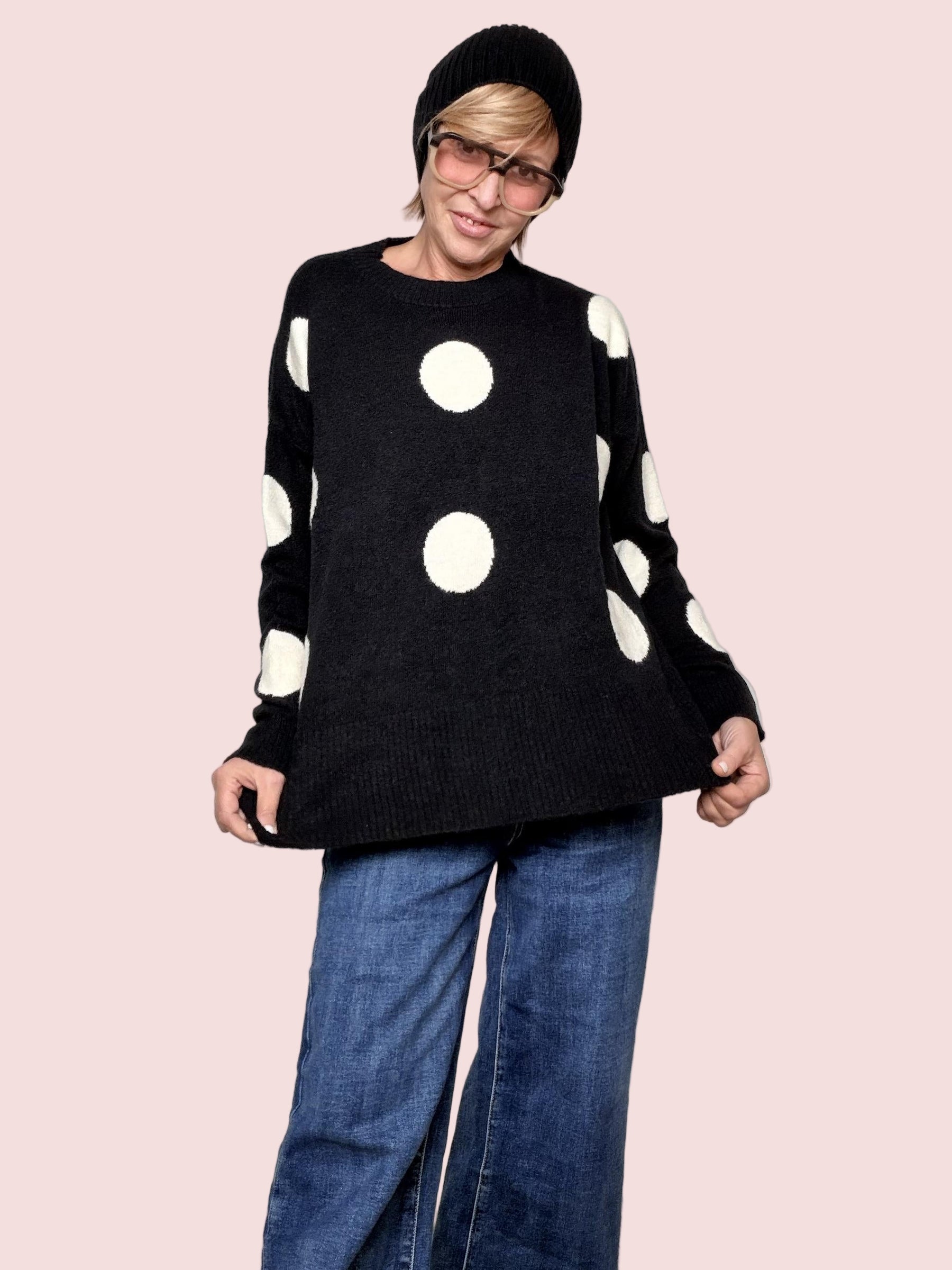 DEJA VU - Maglia Happy Pois NERO A25IL409/ NERO DEJA VU 