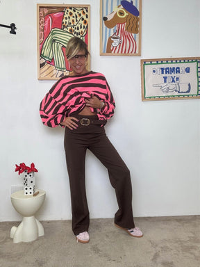 FEMALE_Pantalone in Punto Milano Moro Comfort Elegante per Ogni Giorno FL7371LMB/ MORO FEMALE 