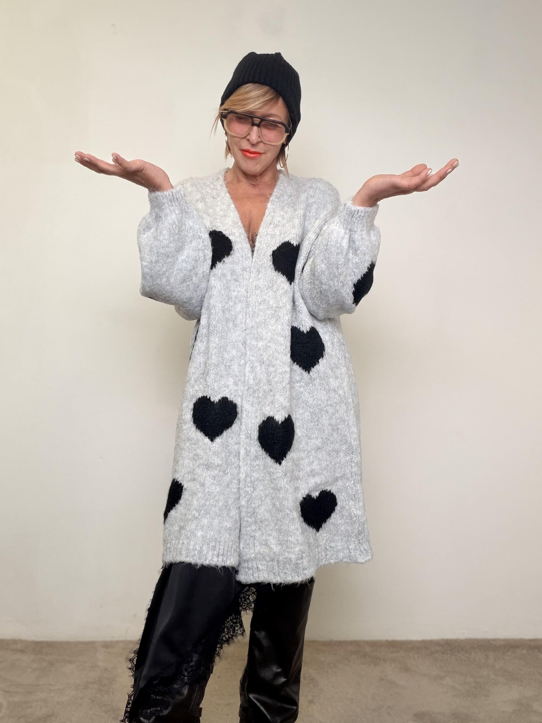 SUSY STAR - CARDIGAN CUORI OVUNQUE GRIGIO STWM39/ GRIGIO SUSY STAR 