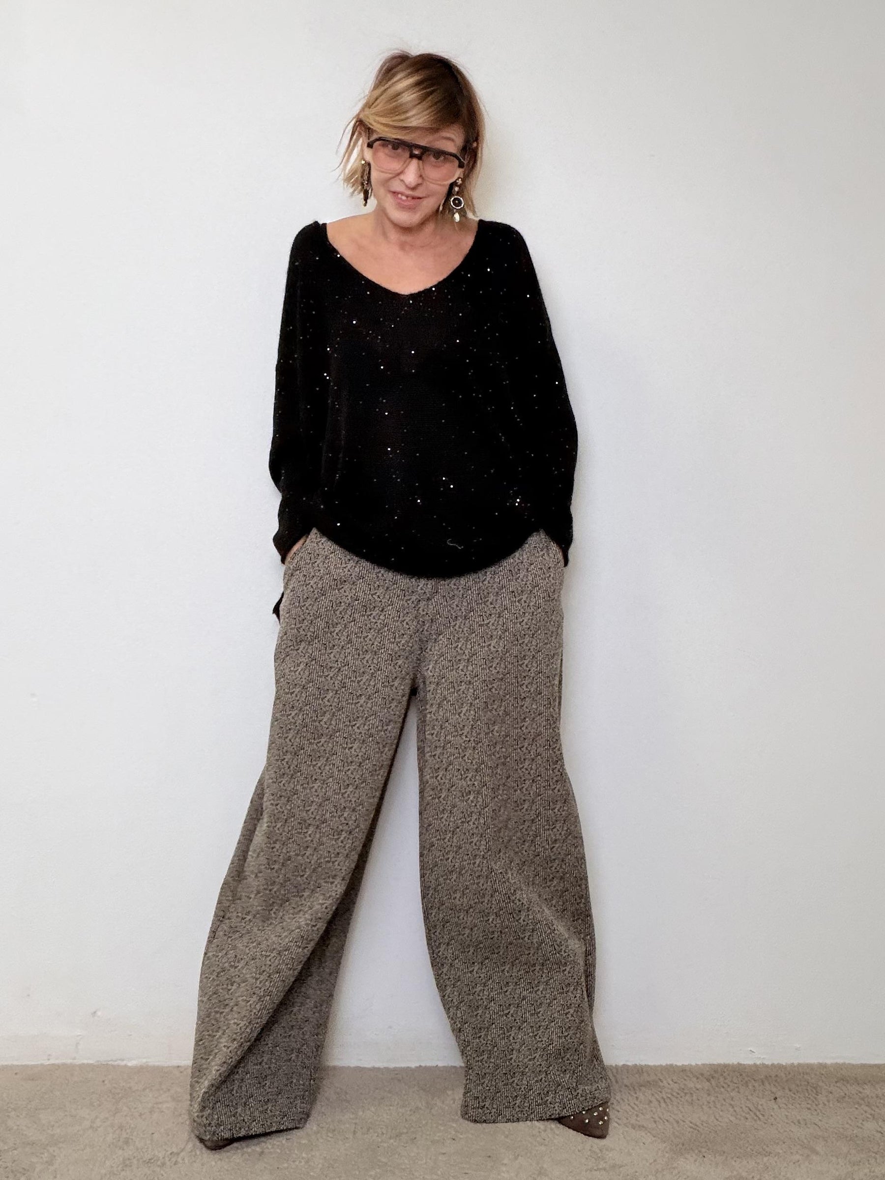 DEJA VU - Pantalone Cocoon Morbido A25RU209/ GRIGIO DEJA VU 