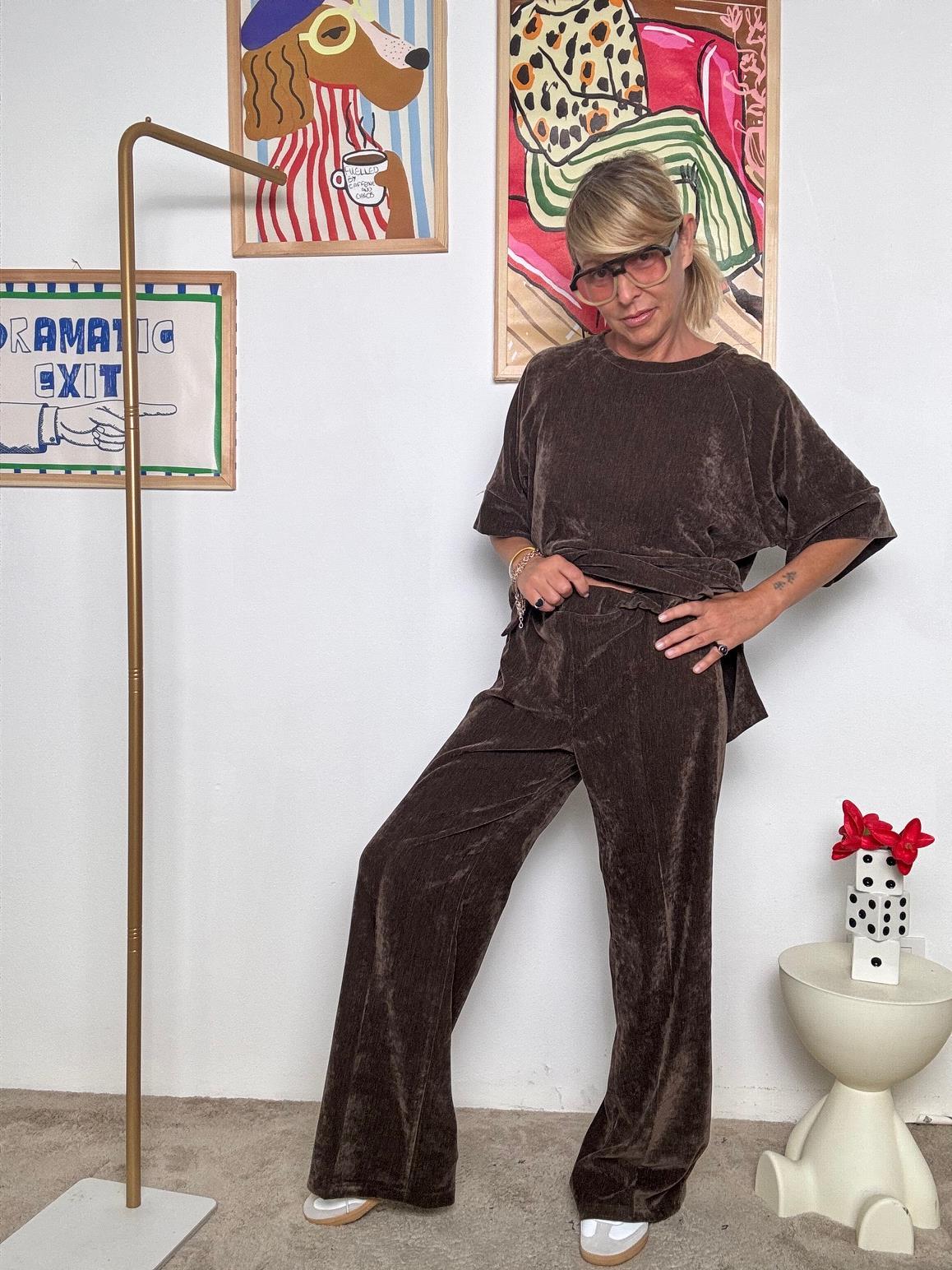 DEJA VU - Pantalone  ciniglia  Il tuo nuovo alleato comfy-glam MORO A25LU211/ MORO DEJA VU 