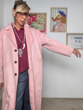 FEMALE - Cappotto lungo in panno rosa: caldo, elegante e originale WM2301/ ROSA FEMALE 