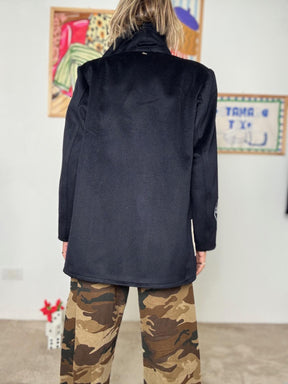 SOUVENIR - Cappotto doppiopetto con patch blu S38M1207/ BLU SOUVENIR 