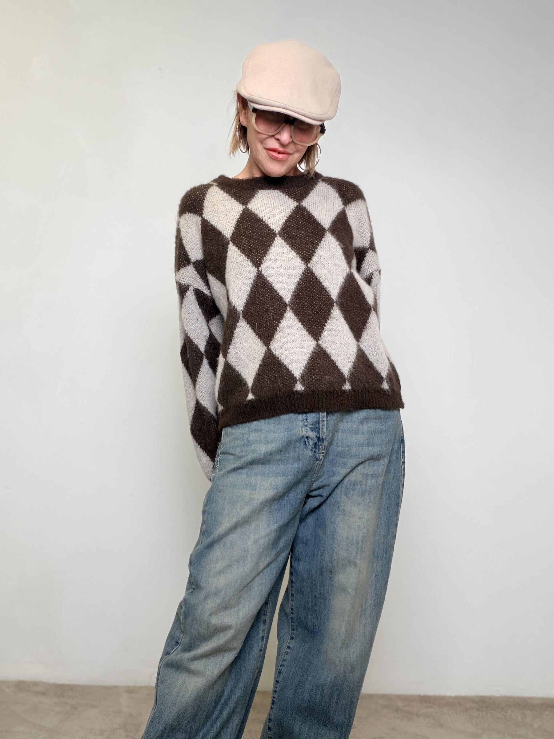 SOUVENIR - MAGLIA Maglia "Argyle Cozy Mood" S38B1034/ MORO SOUVENIR 