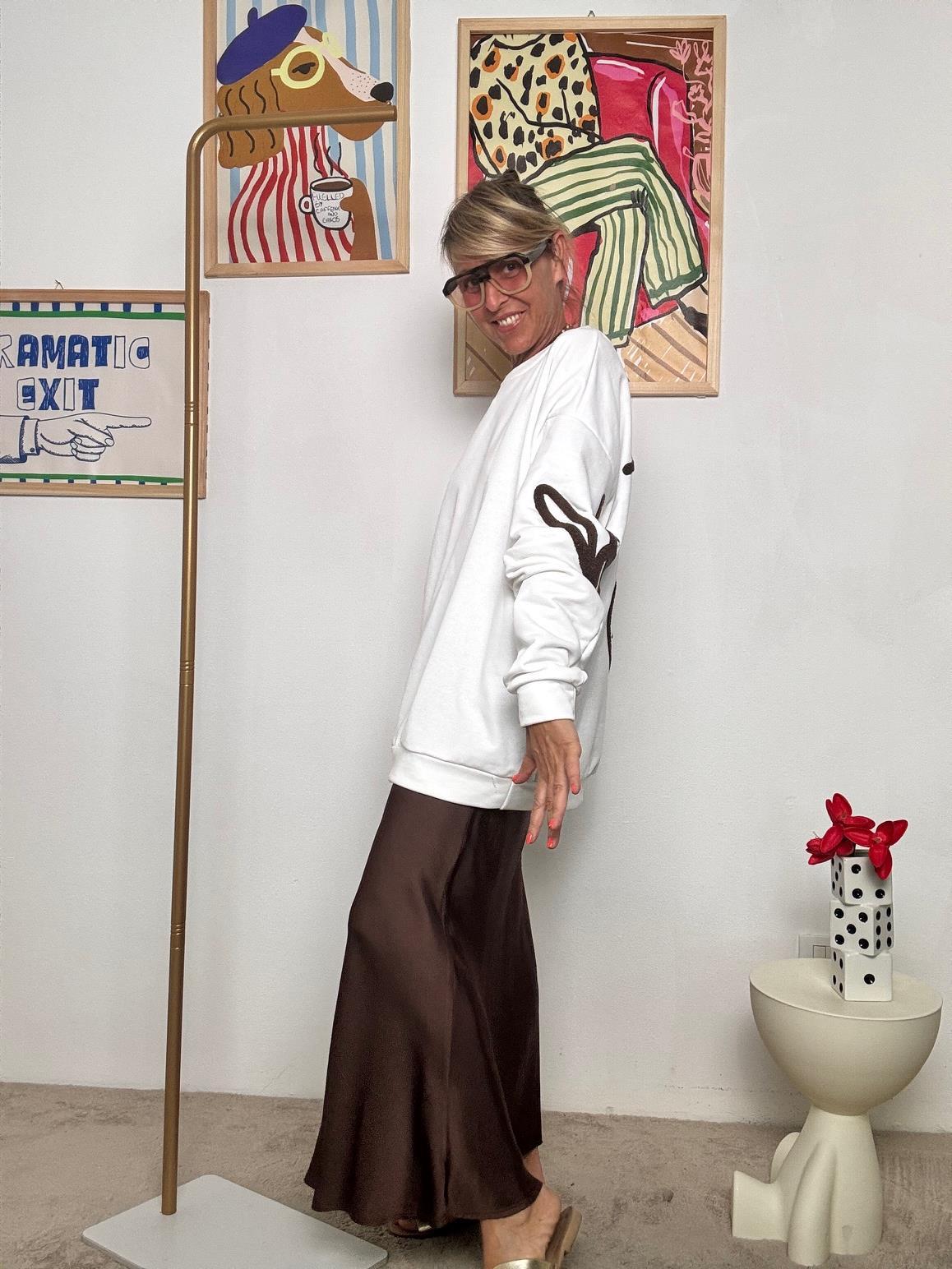 FEMALE - Felpa Oversize "Happy Mood"  Comfort con Personalità! PANNA R51109/ PANNA FEMALE 