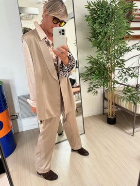 SUSY STAR - GILET LUNGO IN RASO - PLATINO STSUSY852/ PLATINO SUSY STAR 