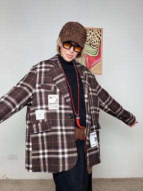 FEMALE - Giacca Over Check con Patch Urban 15060-72/ MORO FEMALE 