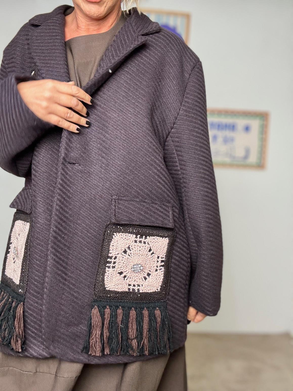 SUSY STAR - Giacca Cappottino Boho Chic STSS3085/ MORO SUSY STAR 