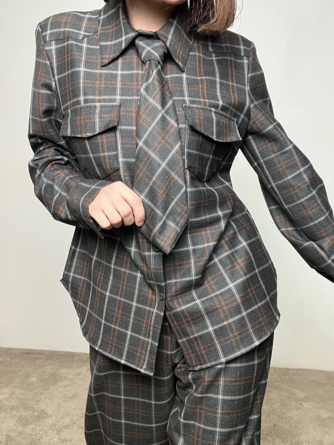 SOUVENIR_ camicia check con cravatta S38M1431/ MORO SOUVENIR 