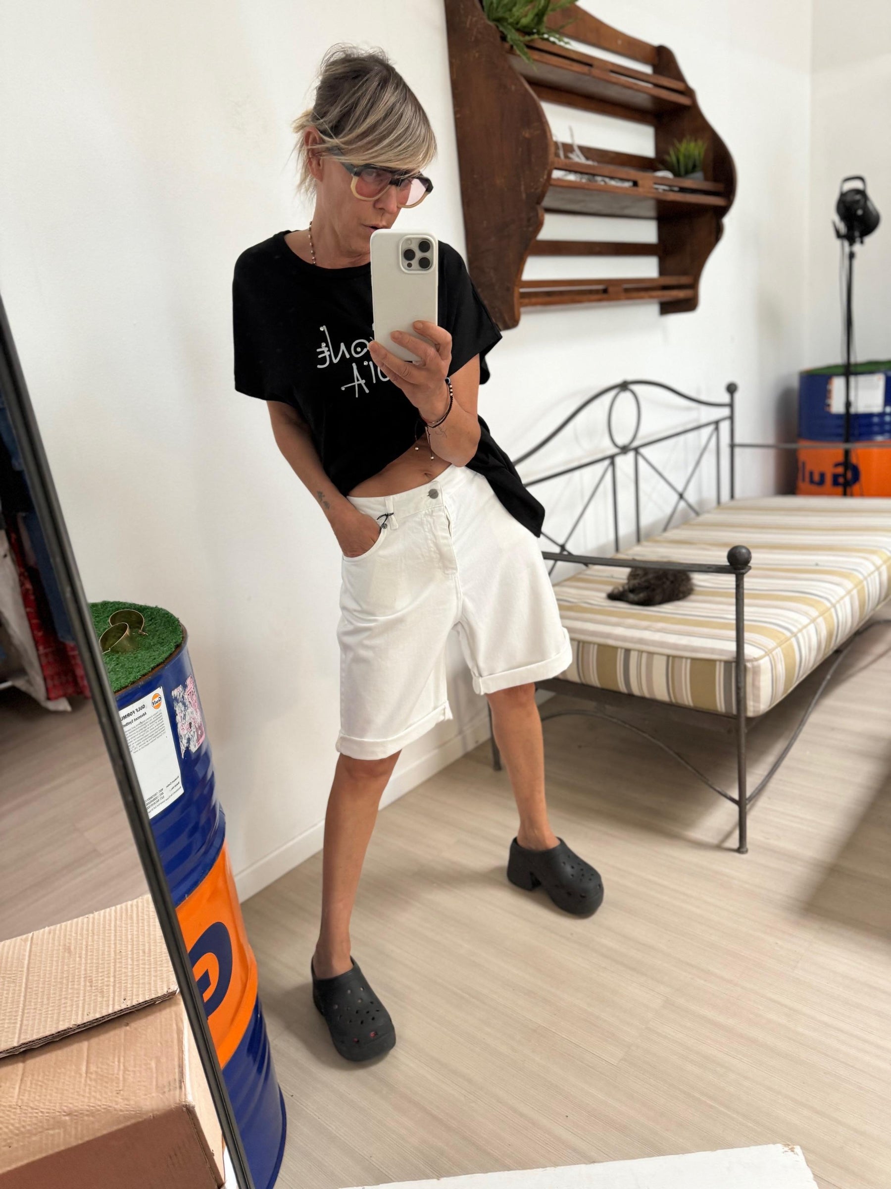 SUSY STAR - BERMUDA BULL DENIM STRETCH- BIANCO STSS15/ BIANCO SUSY STAR 