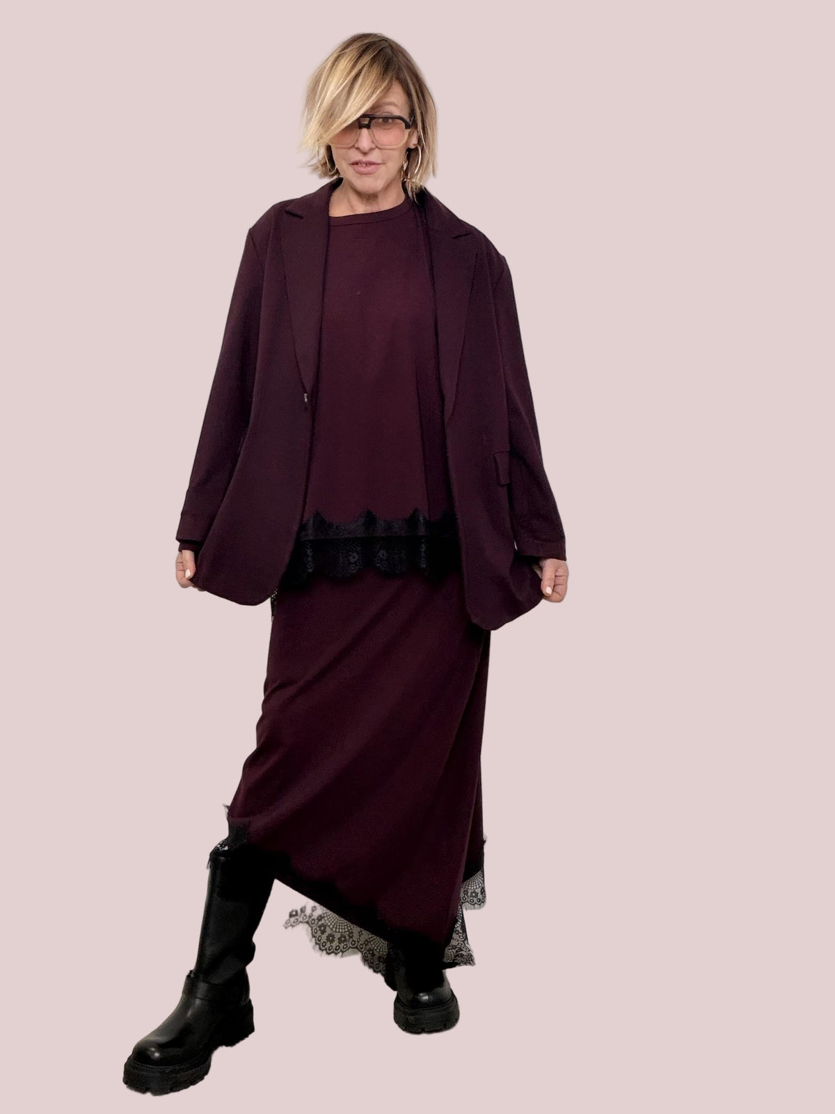 DEJA VU - Giacca in punto Milano dal taglio moderno VINO A25AP603/ VINO DEJA VU 