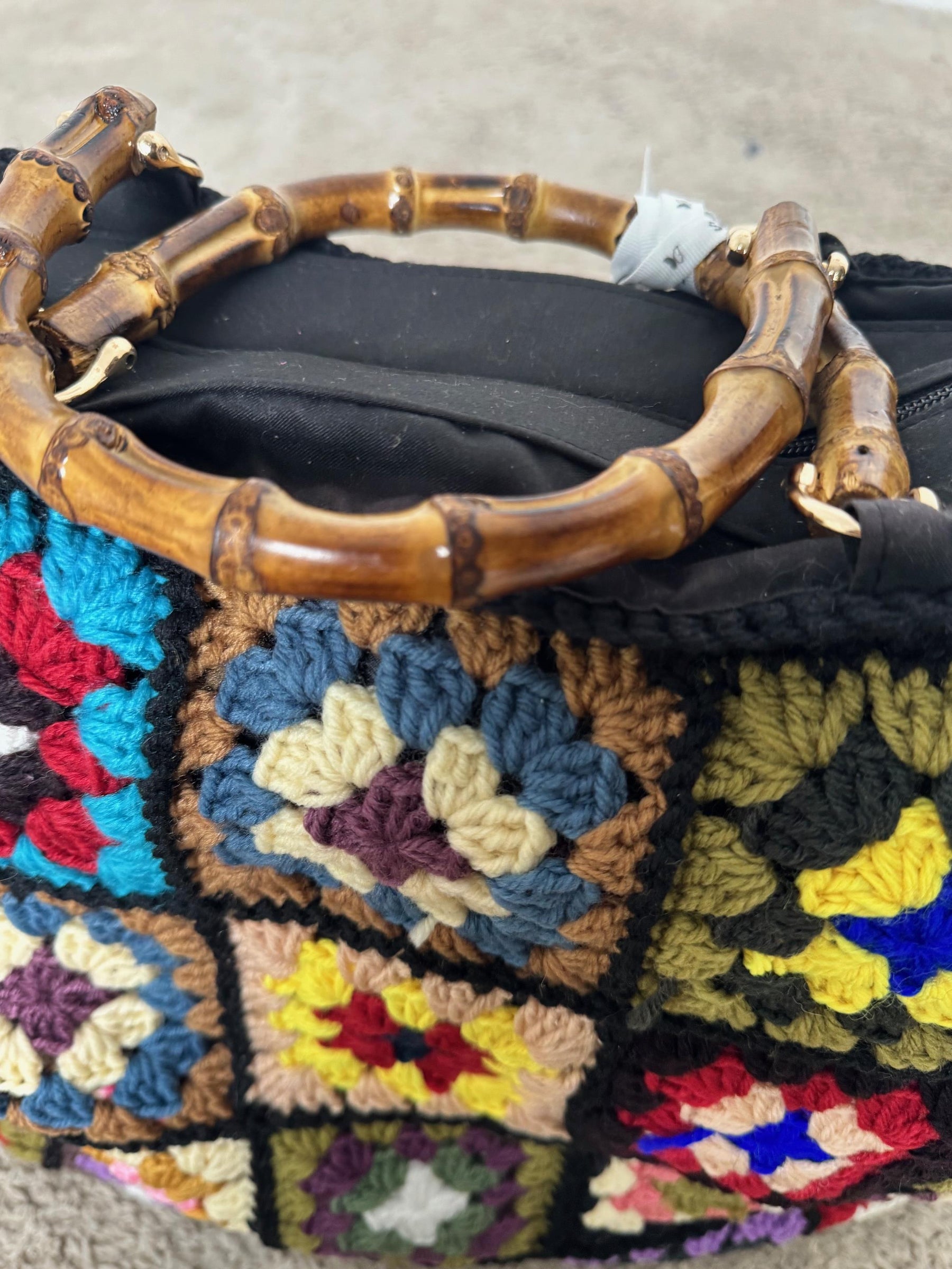 SUSY MIX  - Borsa in maglia a uncinetto con manico in bambù  Boho Color Mood MACYCRO/ FANTASIA SUSY MIX 