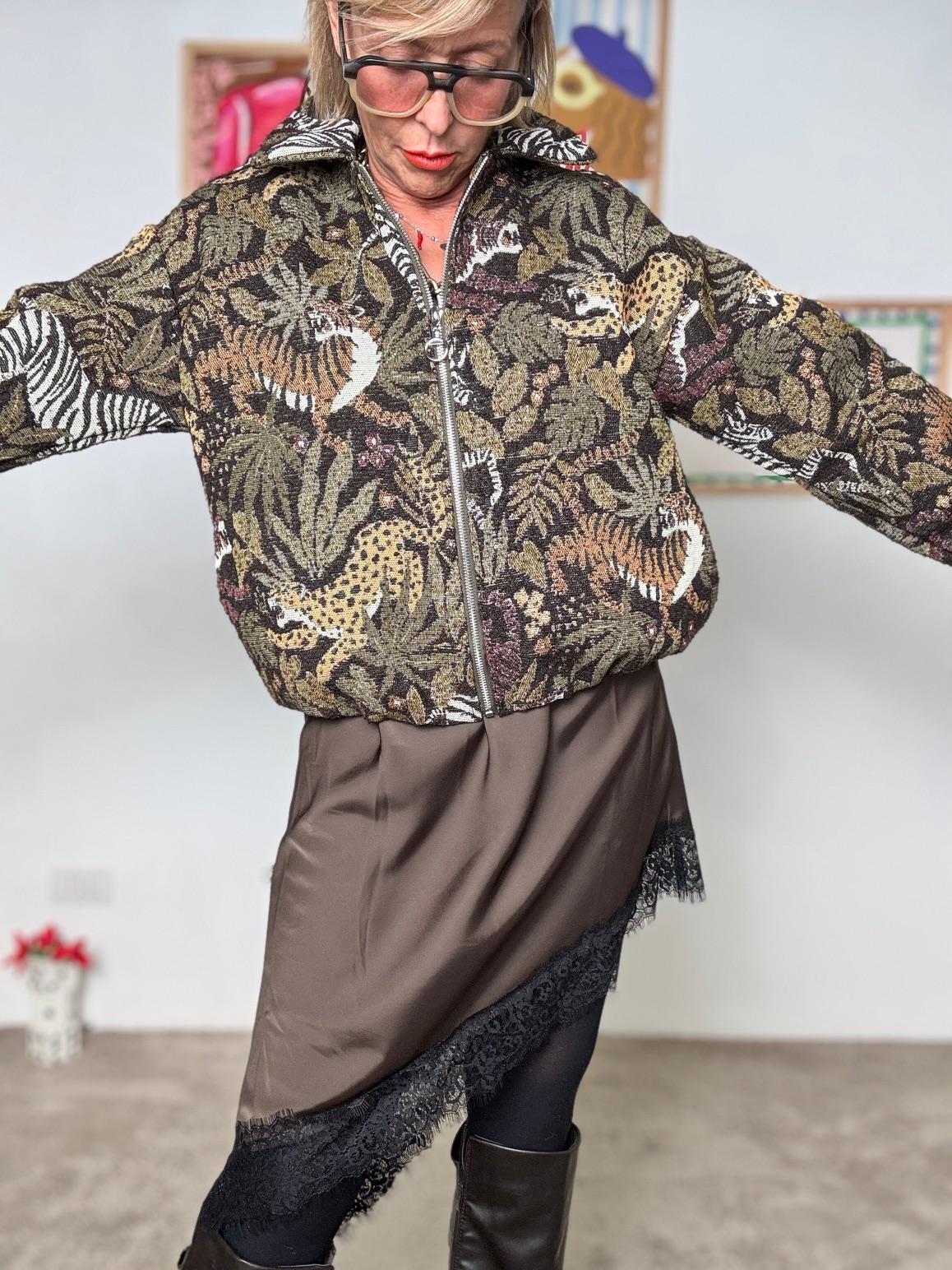 FEMALE - Bomber fantasia jacquard  Grinta e raffinatezza in un solo capo L5M263/ FANTA MORO FEMALE 