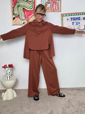 FEMALE - Maglia Asimmetrica punto milano  ruggine 33298KQC/ RUGGINE FEMALE 