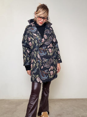 FEMALE - Cappotto jacquard fantasia  Eleganza con personalità BLU L5M264/ FANTA BLU FEMALE 