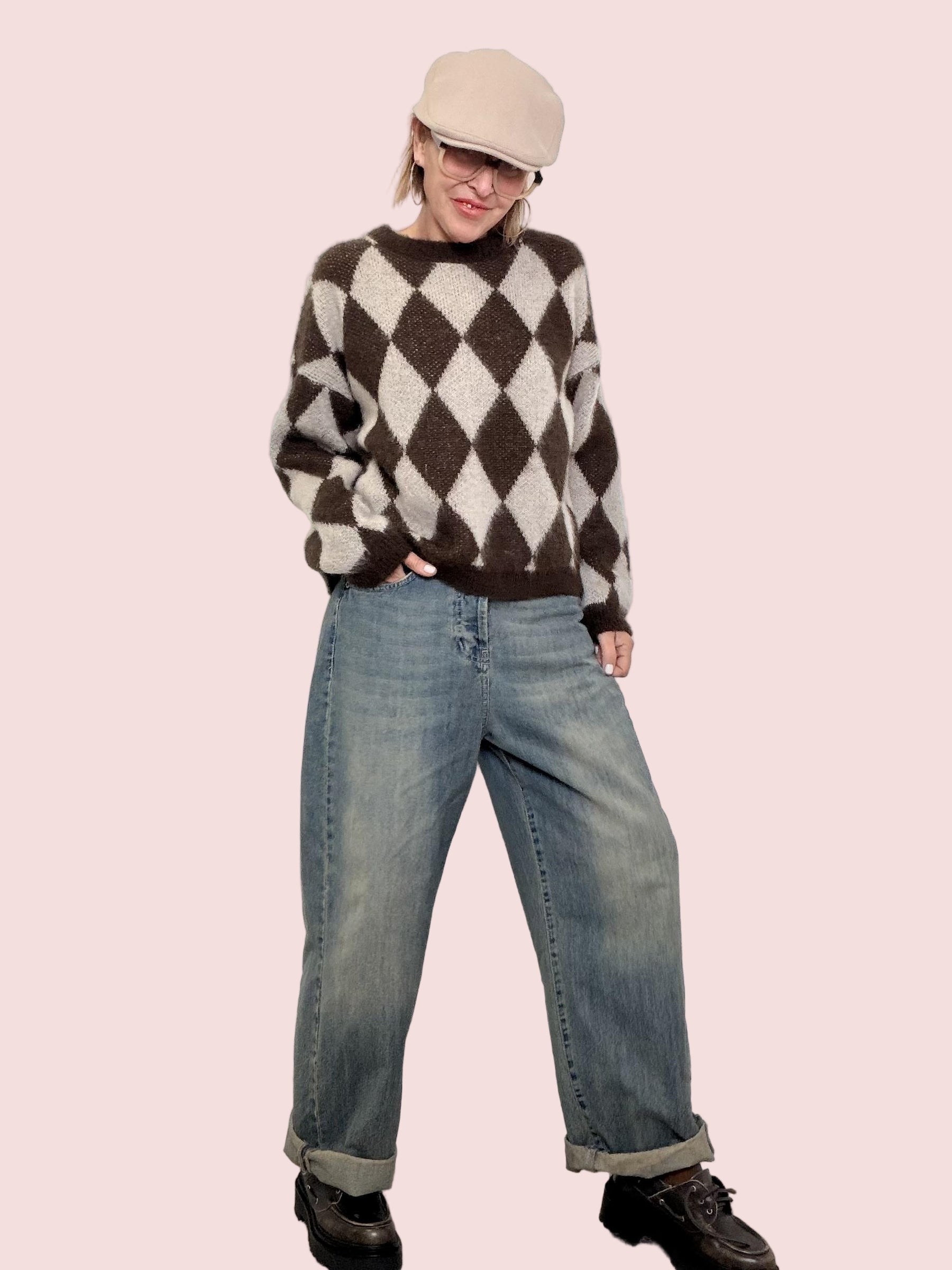 SOUVENIR - MAGLIA Maglia "Argyle Cozy Mood" S38B1034/ MORO SOUVENIR 