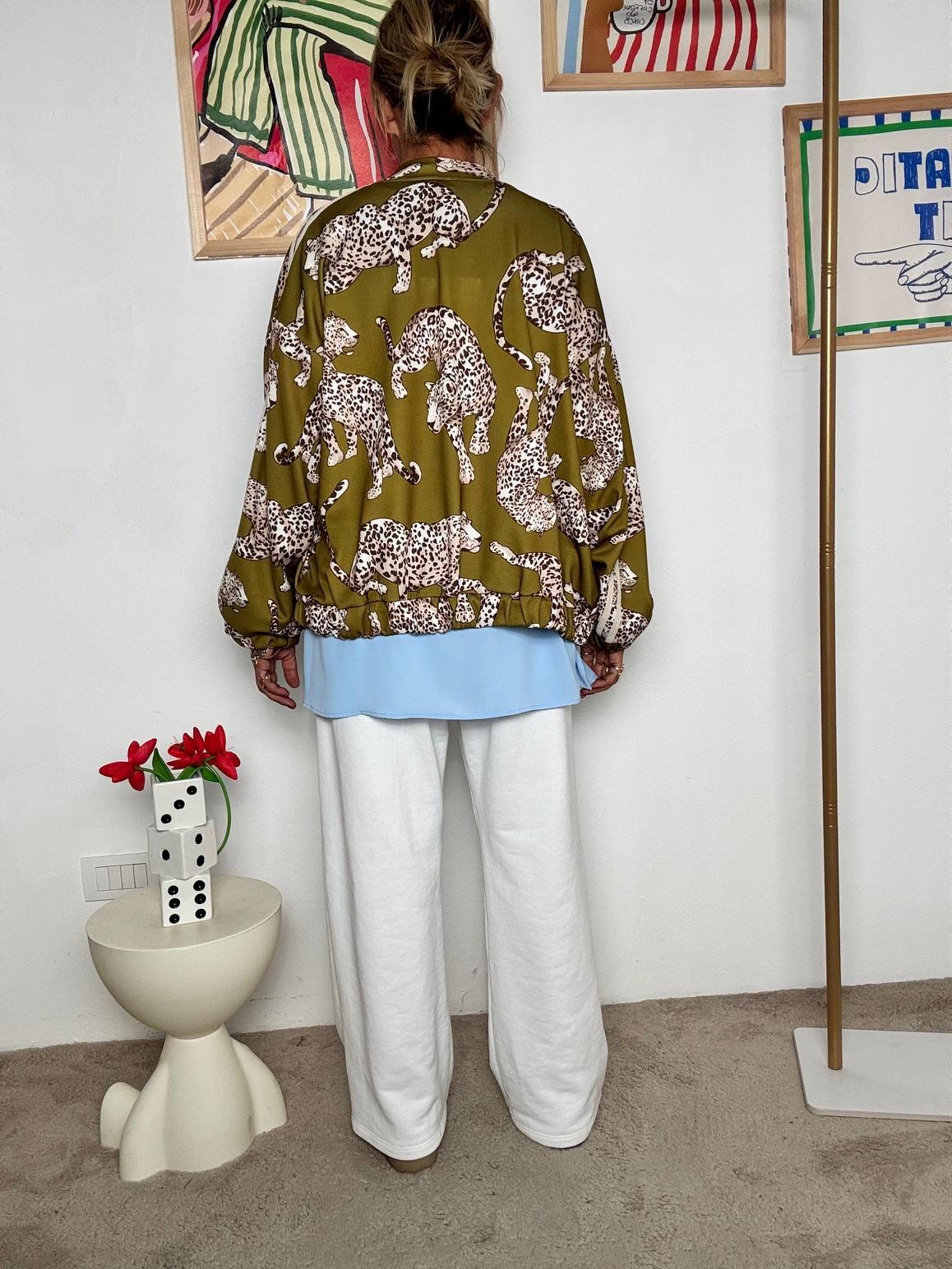 FEMALE - Bomber donna fantasia animalier verde oliva  Stile casual chic L3M338/ OLIO FEMALE 