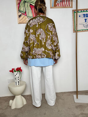 FEMALE - Bomber donna fantasia animalier verde oliva  Stile casual chic L3M338/ OLIO FEMALE 