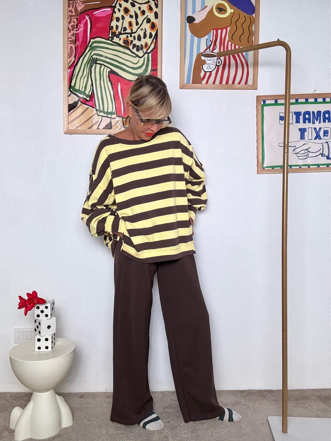 FEMALE - Pantaloni felpa larghi marroni  Stile comfy chic R51251/ MORO FEMALE 