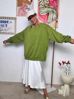 FEMALE - Felpa Oversize "Happy Mood"  Comfort con Personalità! OLIVA R51109/ OLIVA FEMALE 