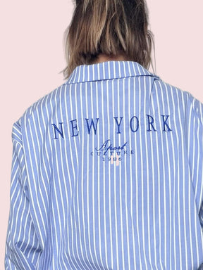 FEMALE - Camicia New York Stripes  fresca, oversize e super urbana 19381-1/ MAXI CELESTE FEMALE 