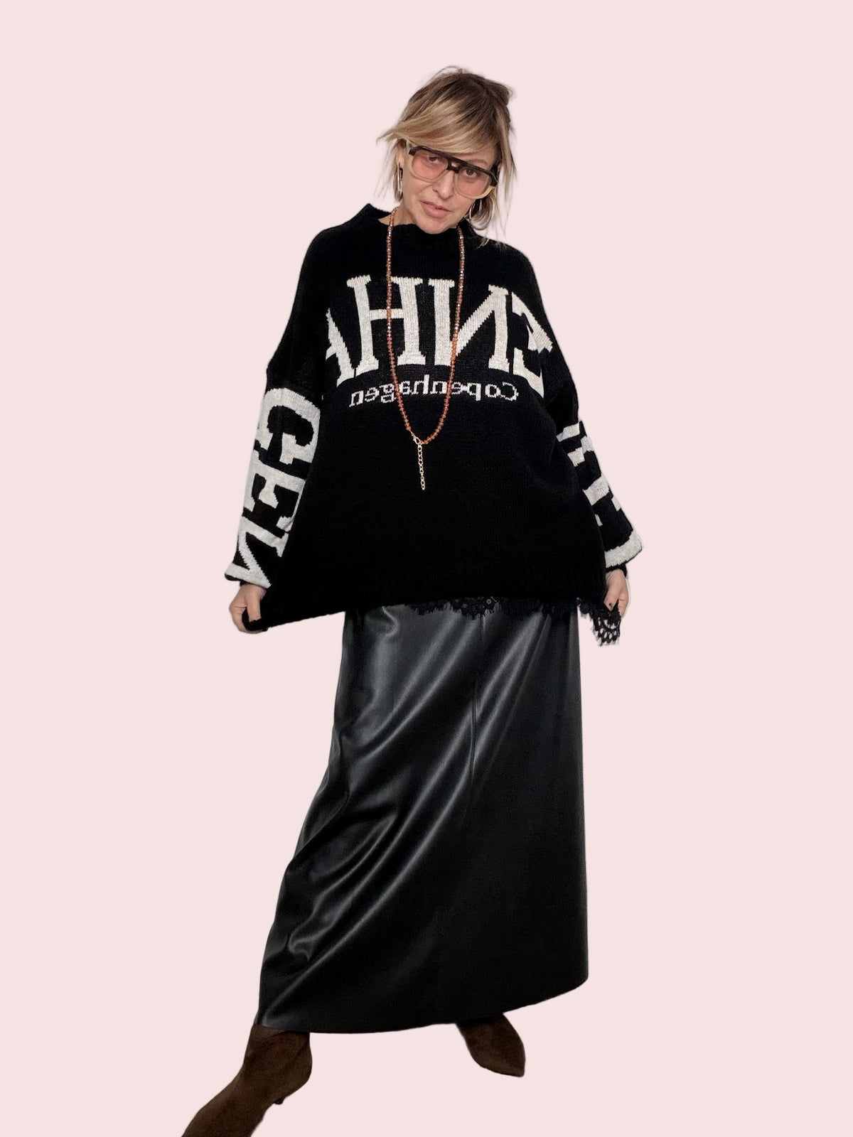 FEMALE - Maglia Copenhagen KMACOP/ NERO-PANNA FEMALE 