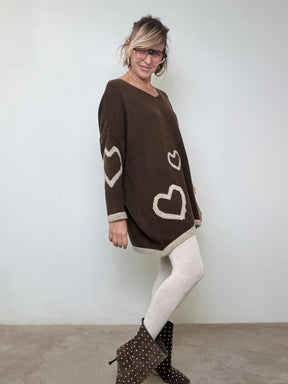 FEMALE - MAGLIA HEARTY OVERSIZE MORO KMACUOREV/ MORO FEMALE 