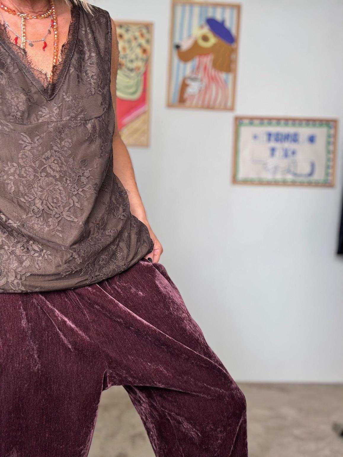 SUSY STAR - Pantalone in ciniglia morbida vino STSS0004CI/ VINO SUSY STAR 