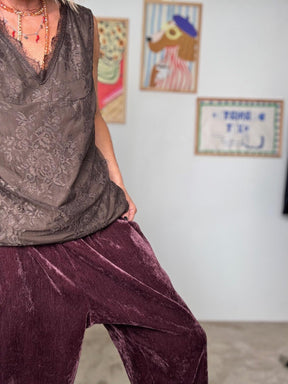 SUSY STAR - Pantalone in ciniglia morbida vino STSS0004CI/ VINO SUSY STAR 