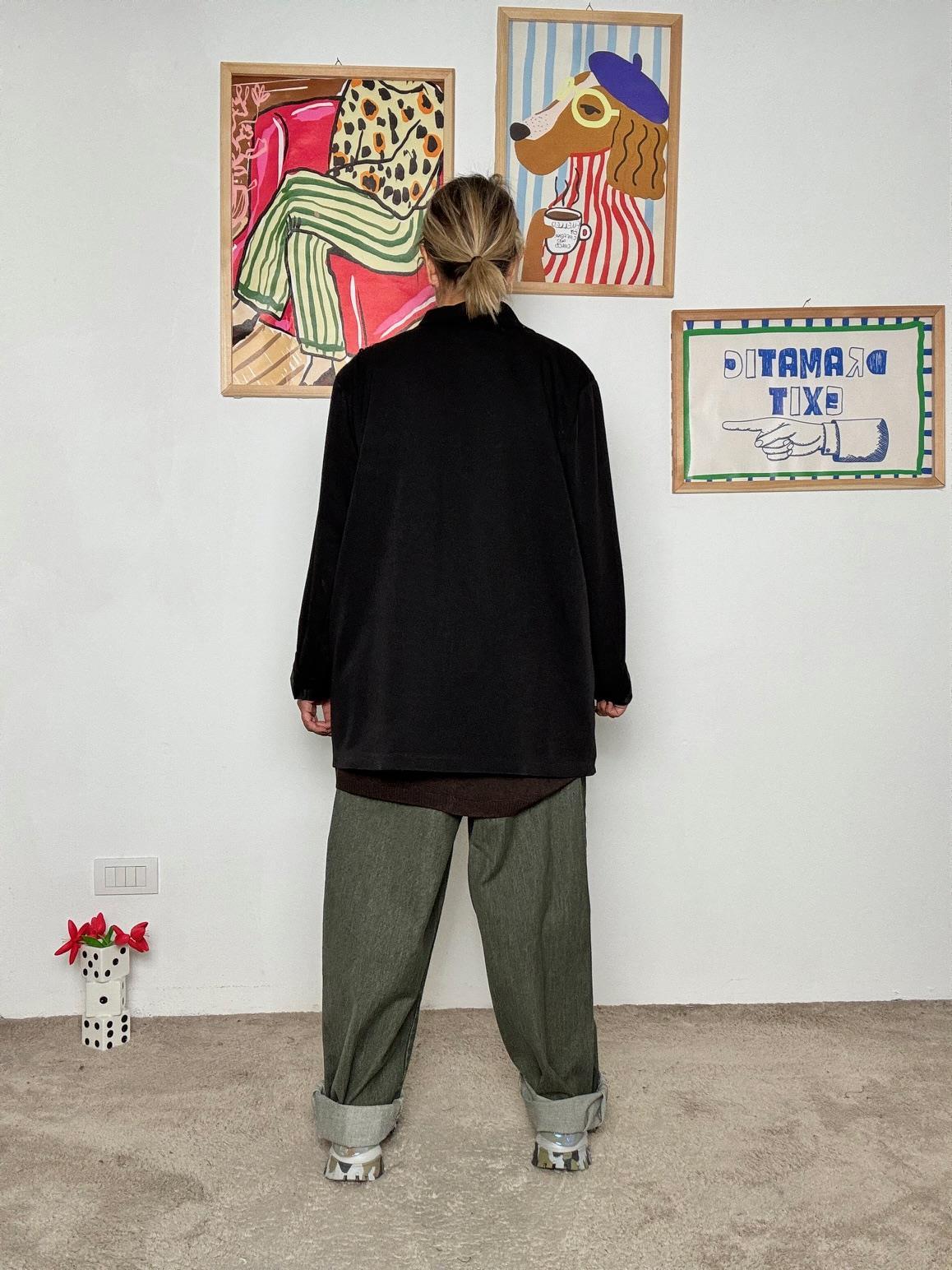 SUSY STAR - Giacca over con dettagli broccati e paillettes STSS3023/ NERO SUSY STAR 