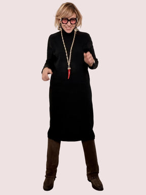 Abito Midi Collo Alto Linea Morbida NERO ZS3077/ NERO FEMALE 