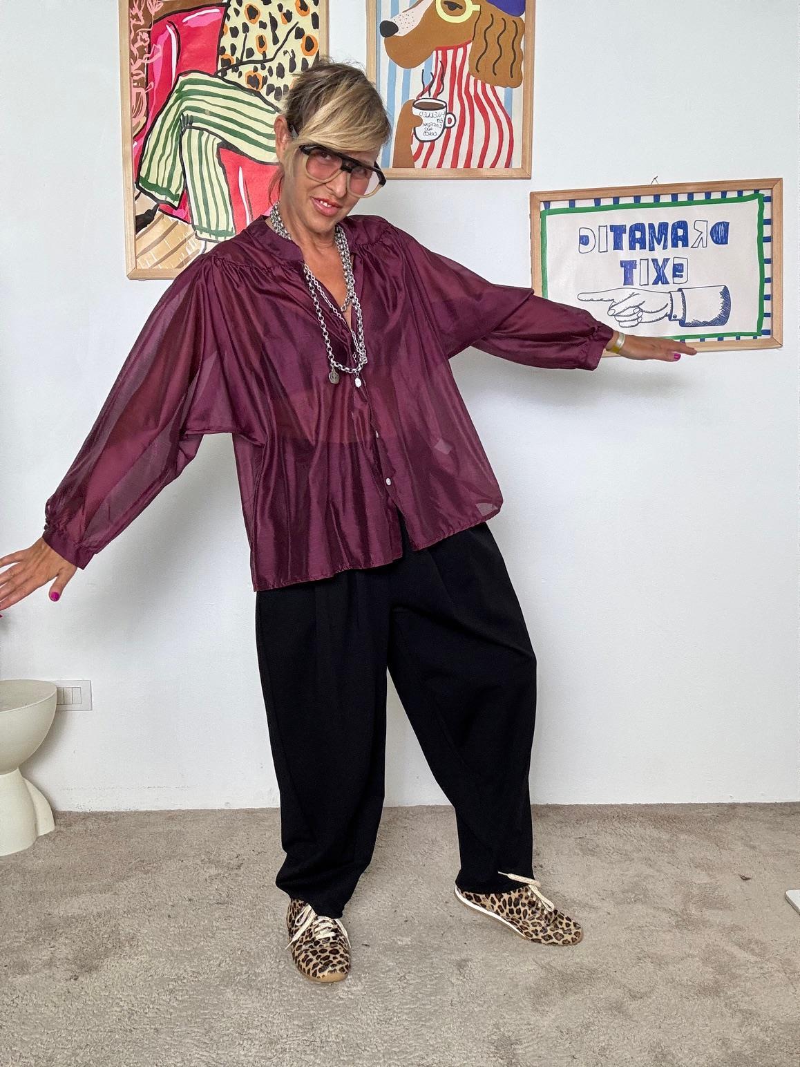 FEMALE - Camicia oversize donna bordeaux  stile casual chic e leggero VINO 31626/ VINO FEMALE 