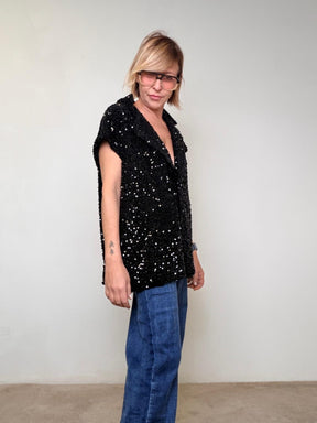 DEJA VU - GILET PAILETTES PREORDINE A25DL804/ NERO DEJA VU 