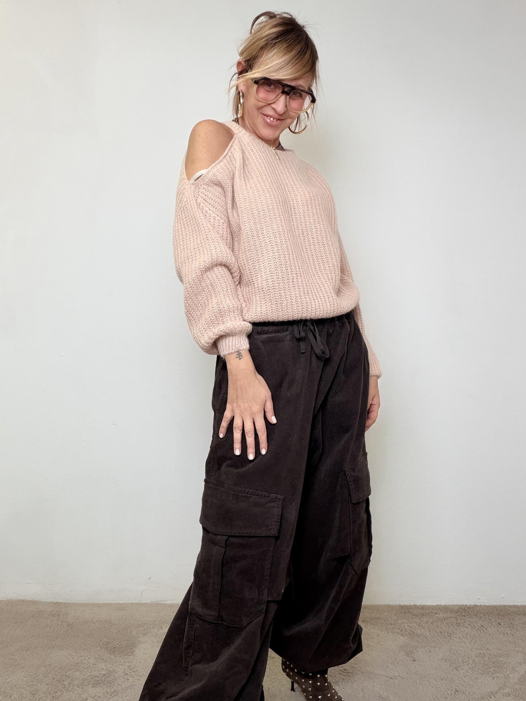 PHILIA LOFT  - MAGLIA SOFT SHOULDER BEIGE F01O0657/ BEIGE PHILIA LOFT 