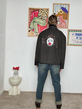 SOUVENIR - Giacca grigia con ricamo clown  Stile originale e contemporaneo X38K0148/ CAMMELLO SOUVENIR 