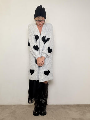 SUSY STAR - CARDIGAN CUORI OVUNQUE GRIGIO STWM39/ GRIGIO SUSY STAR 