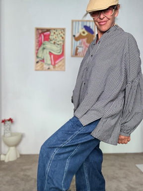 FEMALE - Jeans a Gamba Larga Unisex in Denim Rigido  Stile Urban Oversize WZ139/ JEANS FEMALE 