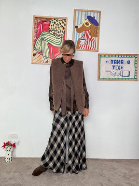 HAVE ONE - Gilet donna double face in pelliccia e stampa animalier LFW-P011/ MORO HAVE ONE 