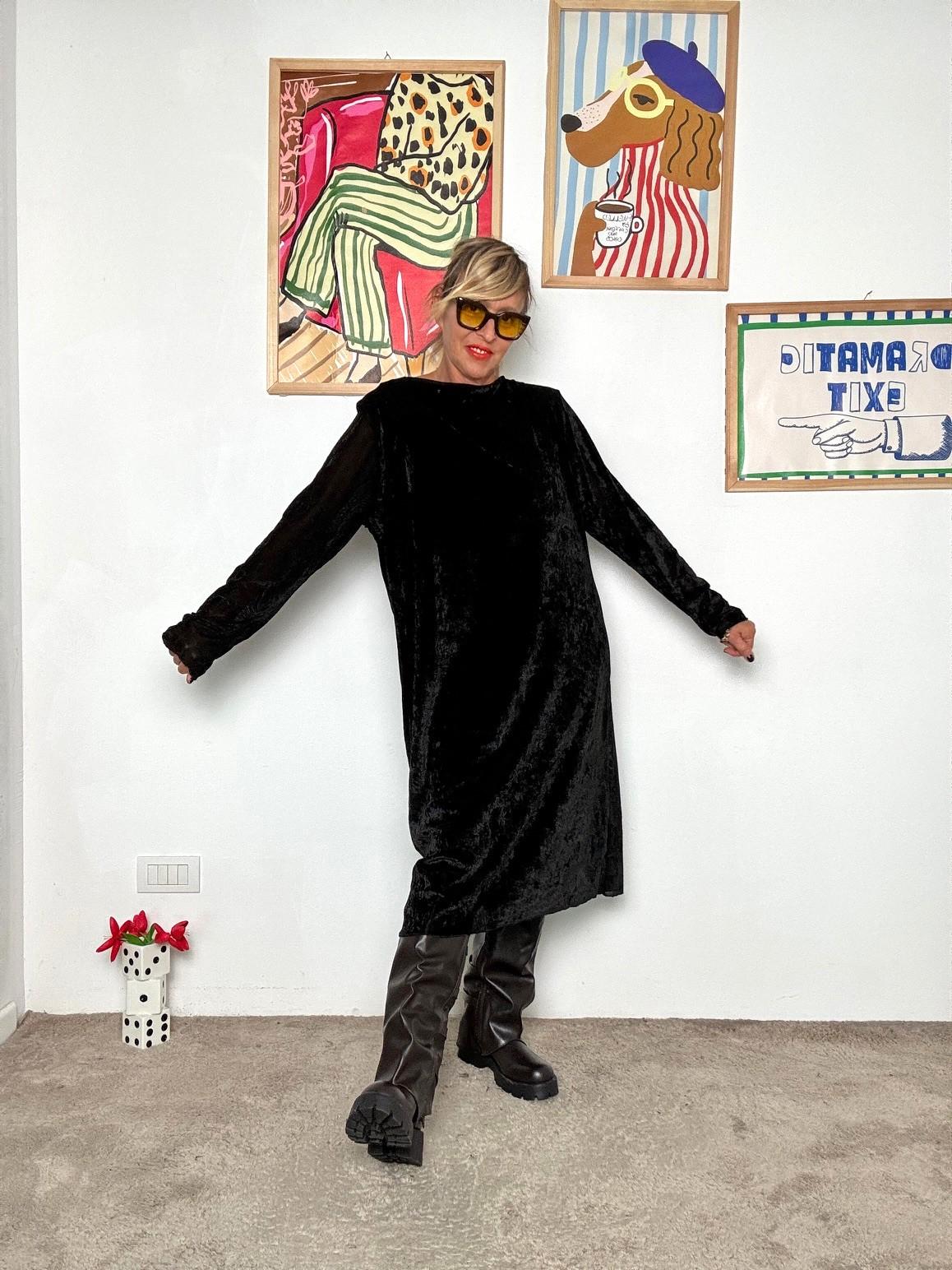 SUSY STAR - Abito Over in Ciniglia NERO STSY0351/ NERO SUSY STAR 