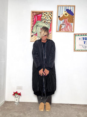 SUSY STAR - Bomber lungo donna  pratico e di tendenza nero ST240802/ NERO SUSY STAR 