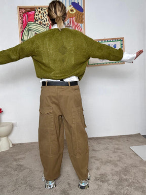 SOUVENIR - Cardigan Corto Unisex in Maglia Leggera con Bottone Gioiello OLIO B38D0049/ OLIO SOUVENIR 