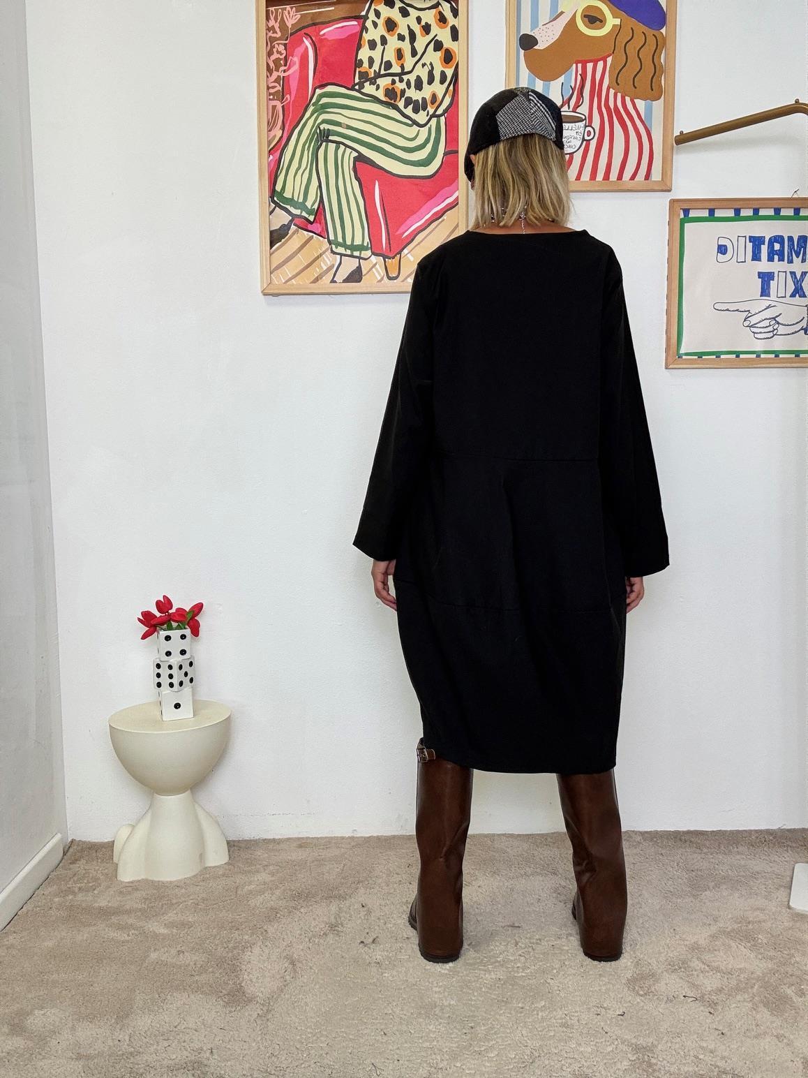 FEMALE  - Abito nero in bengalina donna  comodo, versatile e super chic BS1891/ NERO FEMALE 