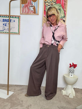 FEMALE - PANTALONE PALAZZO CAMMELLO WM2564/ MORO FEMALE 