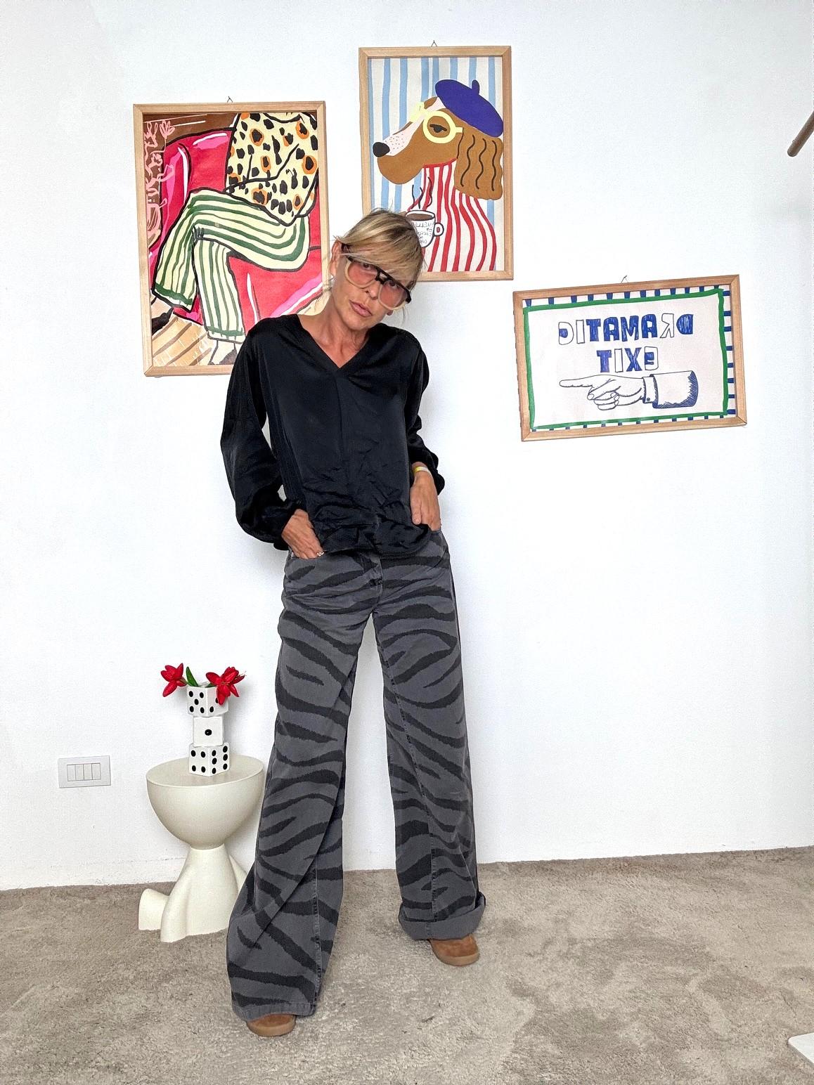 HAVE ONE - Jeans donna stampa zebrata grigio  grintoso, trendy e super versatile PGZ-P091/ ZEBRATO HAVE ONE 