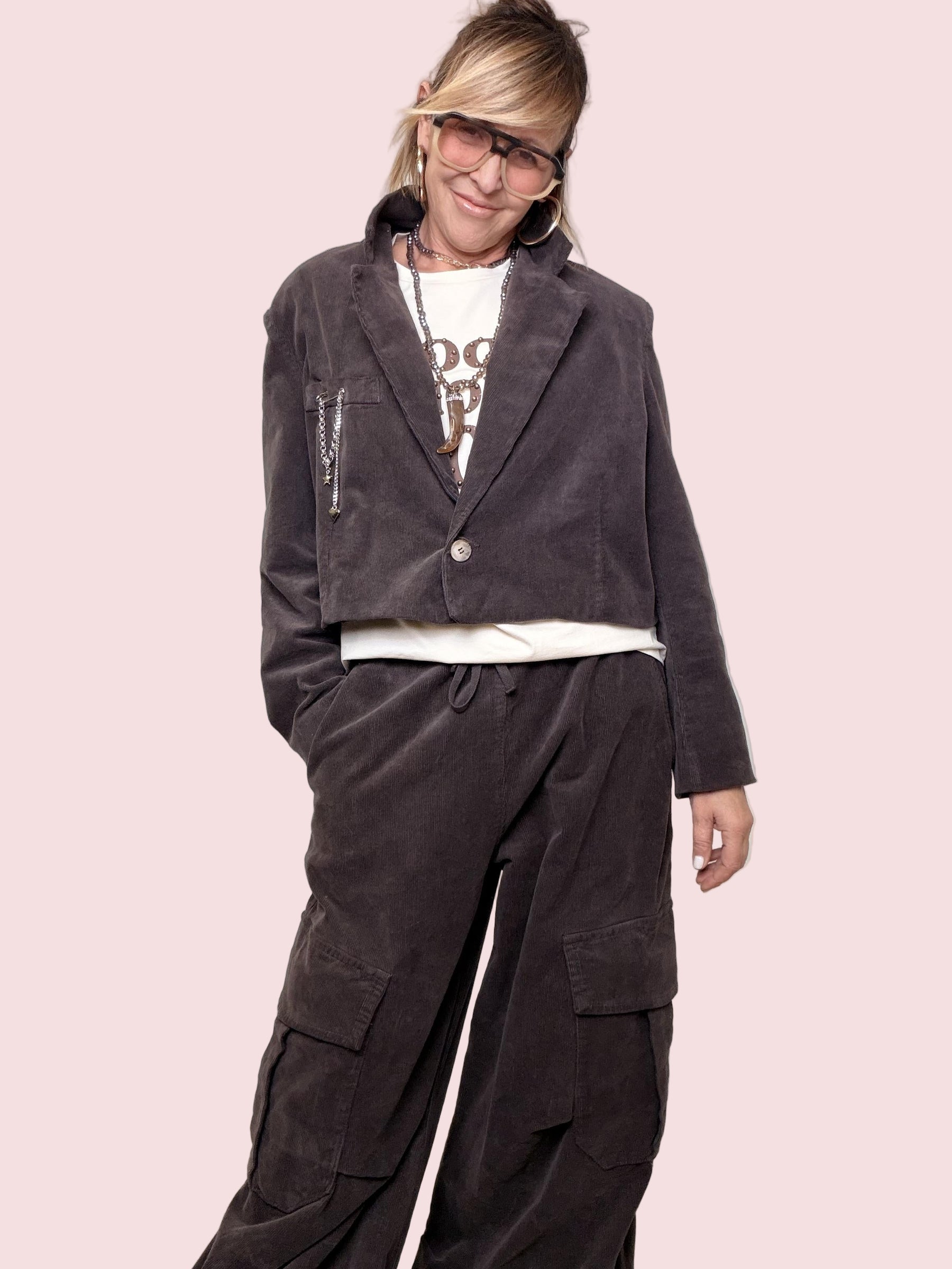 PHILIA LOFT - GIACCA CORDUROY CROP D01E0833/ MORO PHILIA LOFT 